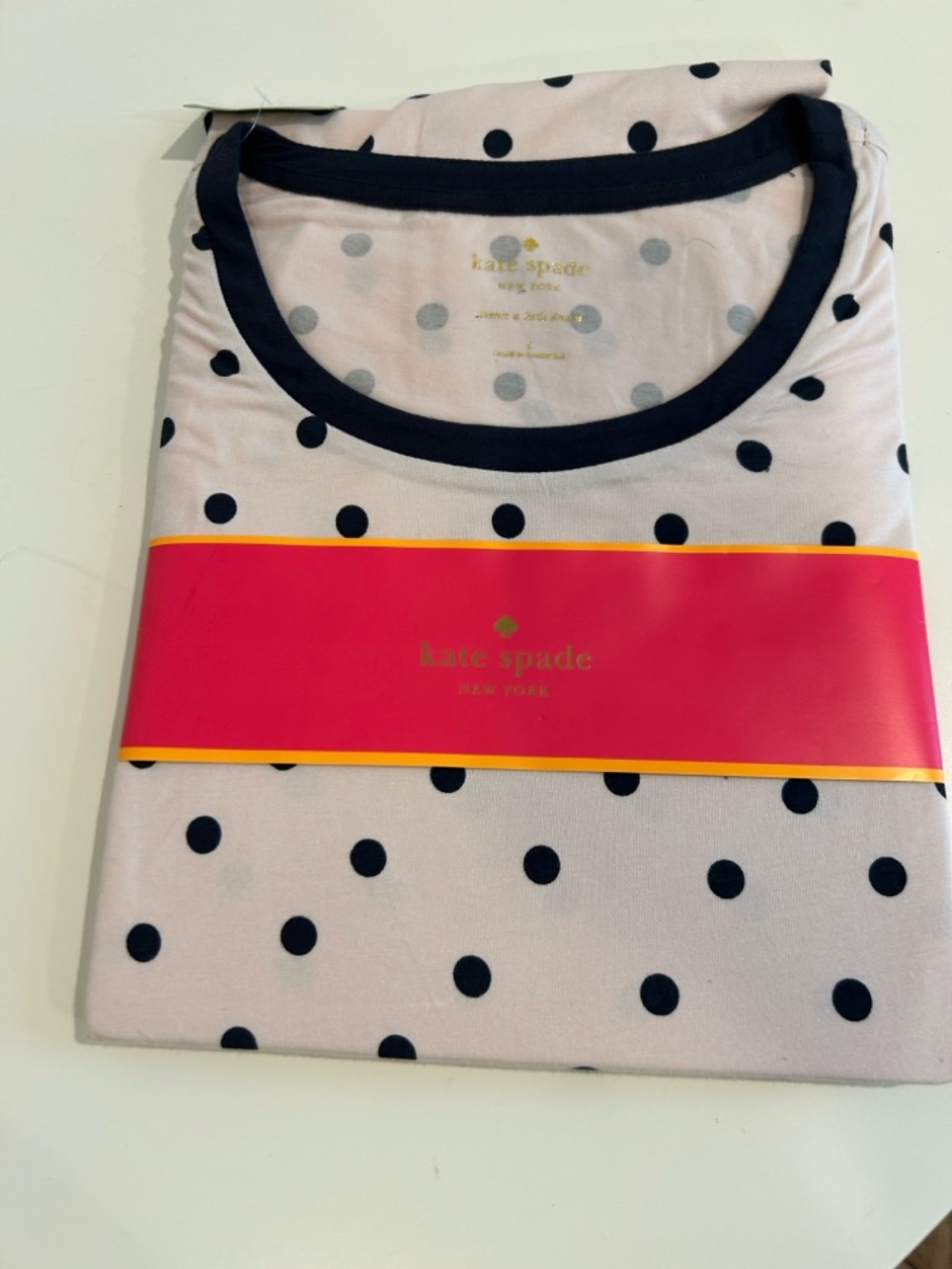 kate spade Pink and Navy Polka Dot Pajama Sleep Shirt